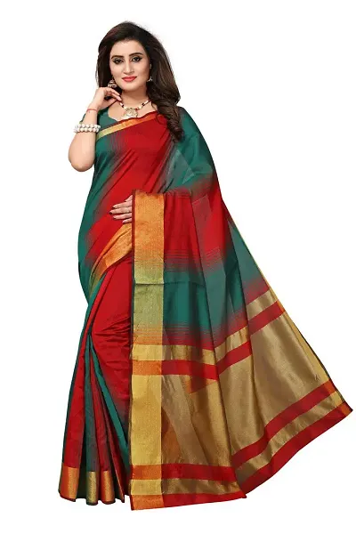 Stylish Art Silk Woven Design Saree With Blouse Piece For Women