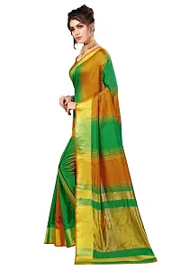 Birami Ethnics Women's Cotton Silk Saree(Mustard_Green)-thumb1