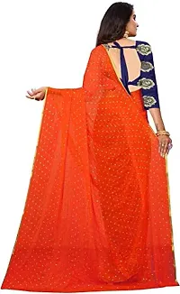 Birami Ethnics Women's Nazmin Saree With Blouse Piece (Orange)-thumb1