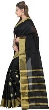 Birami Ethnics Women's Poly Cotton Saree with Blouse Piece, Free Size (Bf134_Black)-thumb4
