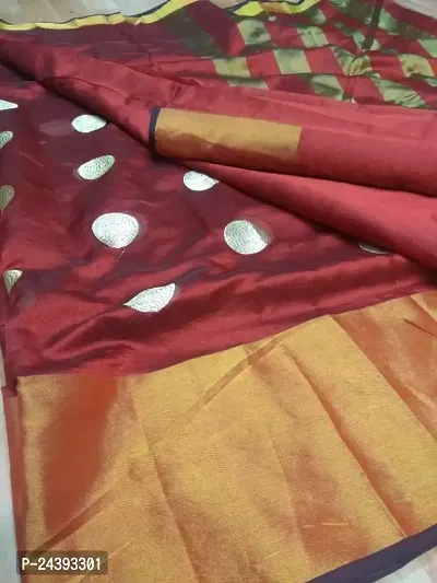 Birami Ethnics Womans cotton silk saree (Red)-thumb3