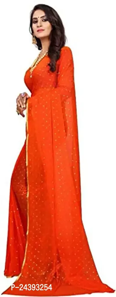 Birami Ethnics Women's Nazmin Saree With Blouse Piece (Orange)-thumb3