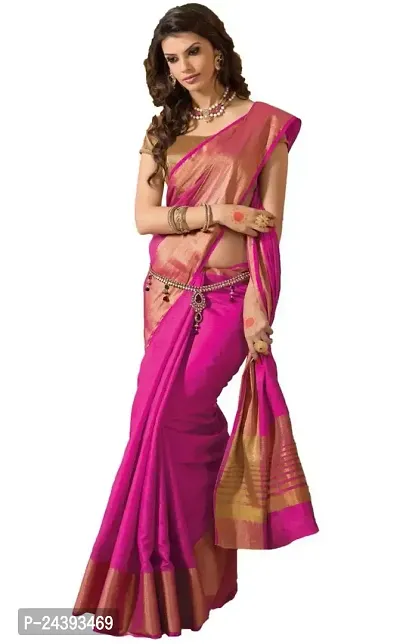 Birami Ethnics Women art silk saree With Blouse(Pink)