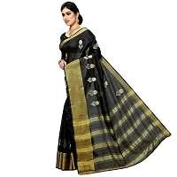 Birami Ethnics Womans cotton silk saree (Dark Black)-thumb1