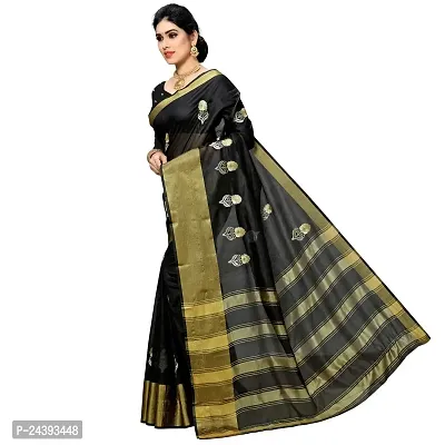 Birami Ethnics Womans cotton silk saree (Dark Black)-thumb2