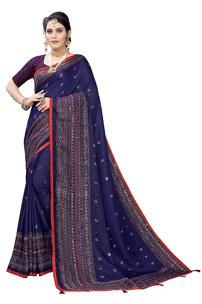 Jute Cotton Printed Mirror work Sarees