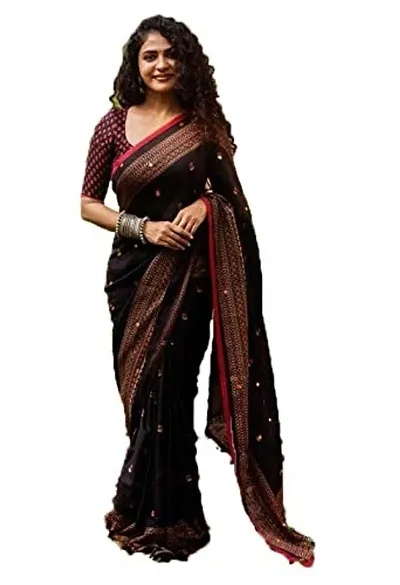 Jute Cotton Printed Mirror work Sarees