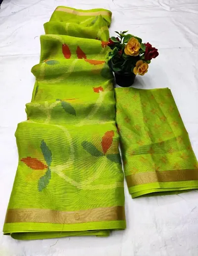 Linen Zari Woven saree with blouse