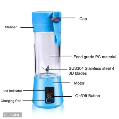 Portable Electric USB Juice Maker Juicer Bottle Blender Grinder Mixer, Rechargeable Bottle with 4 Blades-thumb5