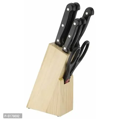 7-Piece Pcs Best Kitchen Knife Set with Wooden Block Stand Chefs Carver B-thumb0