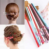 styling fashion Women's Designer Daily use Hair Juda Bun Stick/Pin (Multicolour) - Set of 6-thumb2