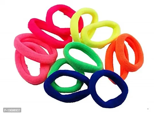Looks Like fashion Multicolour Cotton Elastic Rubber Hair Bands for Women -12 Pieces