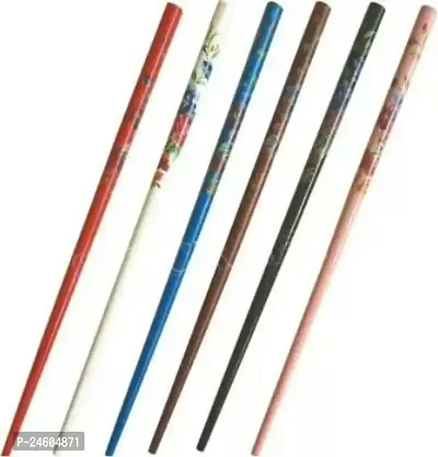 Designer Handcrafted Multicolor Wooden Hair Stick, Bun Stick  (Multicolor)-thumb0