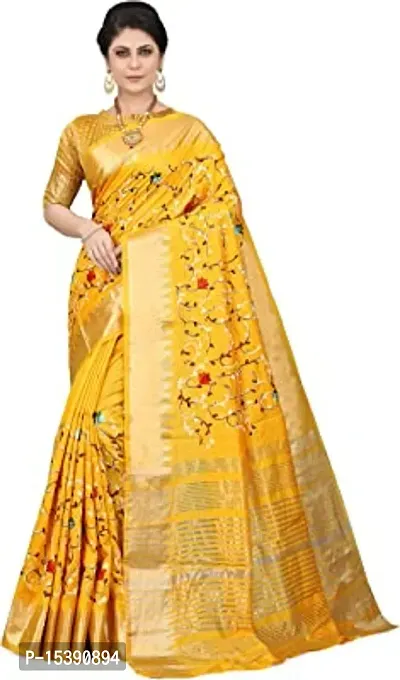 Stylish Kosa Silk Yellow  Saree with Blouse piece