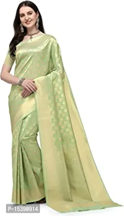 Stylish Kosa Silk Green  Saree with Blouse piece-thumb0