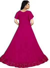 Girls  Women Gown Latest Flared Gowns Ethnic wear Dress for Girls (M, Pink)-thumb1