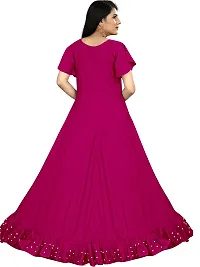Girls  Women Gown - A-Line Maxi Pearl Work Rayon Anarkali Gown Dress-thumb1