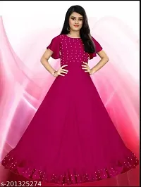 Girls  Women Gown Latest Flared Gowns Ethnic wear Dress for Girls (XL, Pink)-thumb2