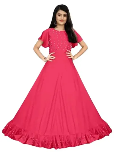 Girls Women Gown - Woman's Pearl Work Rayon Anarkali Gown