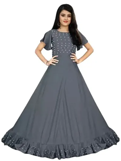 Girls Women Gown - Woman's Pearl Work Rayon Anarkali Gown