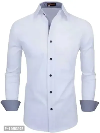 Men's Solid Slim Fit Polycotton Casual Shirt with Spread Collar  Full Sleeves-thumb0