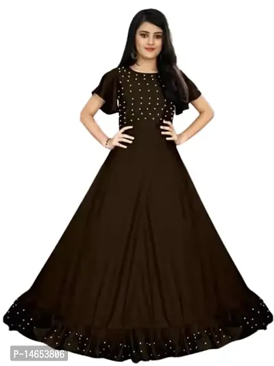 Girls  Women Gown - Woman's Pearl Work Rayon Anarkali Gown