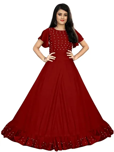 Girls Women Gown - Woman's Pearl Work Rayon Anarkali Gown