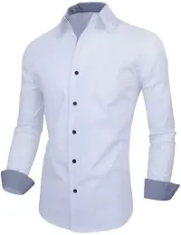 Men's Solid Slim Fit Polycotton Casual Shirt with Spread Collar  Full Sleeves-thumb1