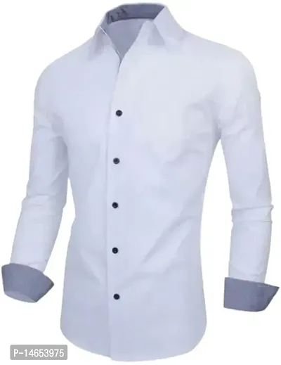 Men's Solid Slim Fit Polycotton Casual Shirt with Spread Collar  Full Sleeves-thumb2