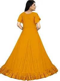 Girls  Women Gown - A-Line Maxi Pearl Work Rayon Anarkali Gown Dress-thumb1