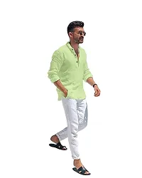 Reliable Khaki Cotton Blend Solid Short Length Kurta For Men-thumb1