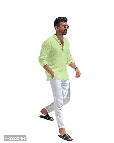 Reliable Khaki Cotton Blend Solid Short Length Kurta For Men-thumb2