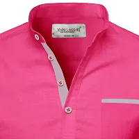Reliable Pink Cotton Solid Short Length Kurta For Men-thumb3