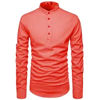 Designer Orange Cotton Solid Casual Shirt For Men-thumb2