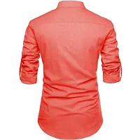 Designer Orange Cotton Solid Casual Shirt For Men-thumb1