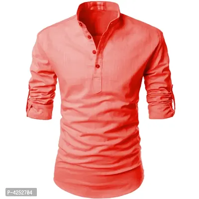 Designer Orange Cotton Solid Casual Shirt For Men