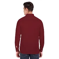 Stylish Maroon Cotton Solid Long Sleeves Casual Shirts For Men-thumb2