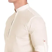 Stylish Beige Cotton Solid Long Sleeves Casual Shirts For Men-thumb3