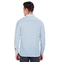 Stylish Turquoise Cotton Solid Long Sleeves Casual Shirts For Men-thumb2