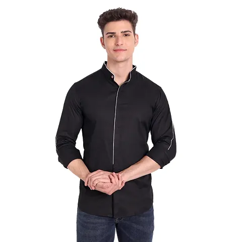 Men's Solid Long Sleeves Slim Fit Casual Shirt