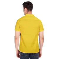 Stylish Yellow Cotton Solid Short Sleeves Casual Shirts For Men-thumb3