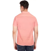 Stylish Peach Cotton Solid Short Sleeves Casual Shirts For Men-thumb3