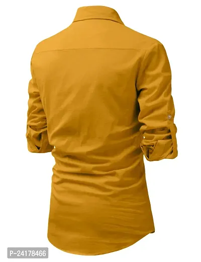 Reliable Yellow Cotton Solid Short Length Kurta For Men-thumb2