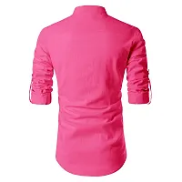 Reliable Pink Cotton Solid Short Length Kurta For Men-thumb1