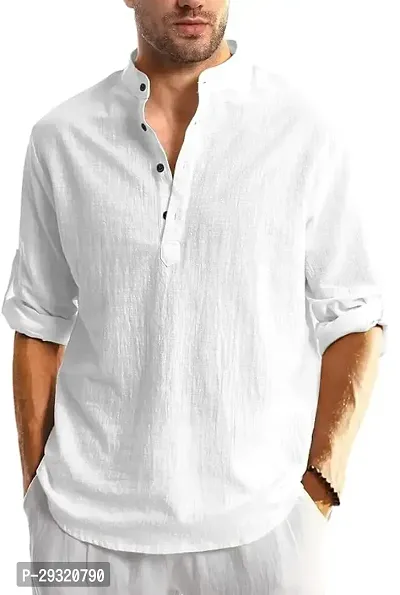 Reliable White Cotton Blend Solid Short Length Kurta For Men