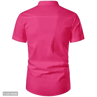 Reliable Pink Cotton Solid Short Length Kurta For Men-thumb3