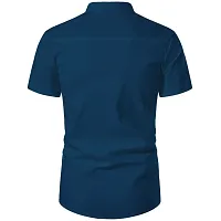 Reliable Blue Cotton Solid Short Length Kurta For Men-thumb2