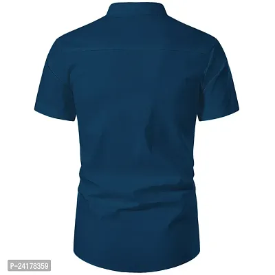 Reliable Blue Cotton Solid Short Length Kurta For Men-thumb3