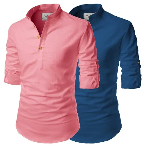 Stylish Cotton Men Short Kurta (Pack of 2)