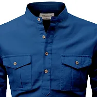Reliable Blue Cotton Solid Short Length Kurta For Men-thumb2